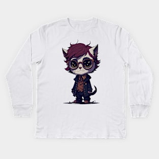 meowgical cat design Kids Long Sleeve T-Shirt